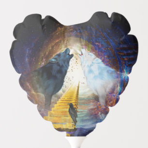 Awesome black and white wolf balloon