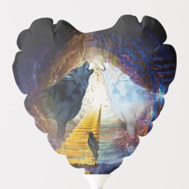 Awesome black and white wolf balloon (Front)