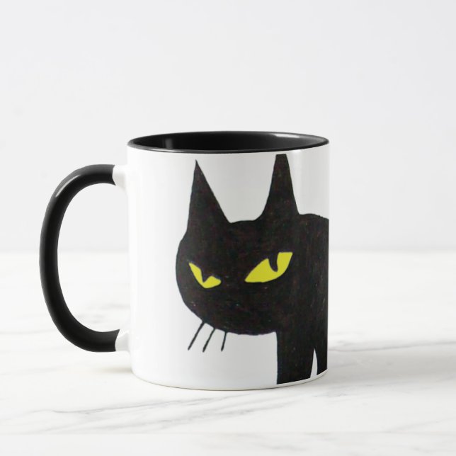 AWESOME BLACK CAT NINJA White Mug (Left)