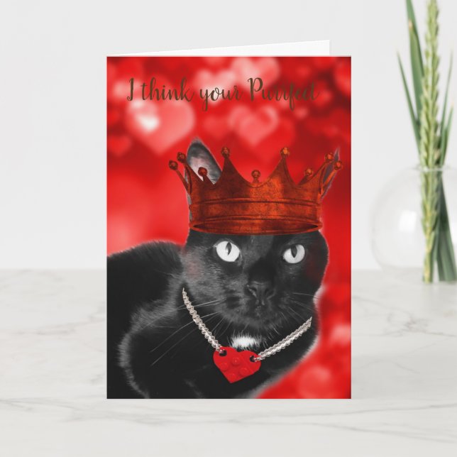 Awesome Black Cat Valentine -- Holiday Card (Front)