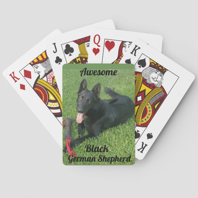 Awesome Black German Shepherd Playing Cards (Back)