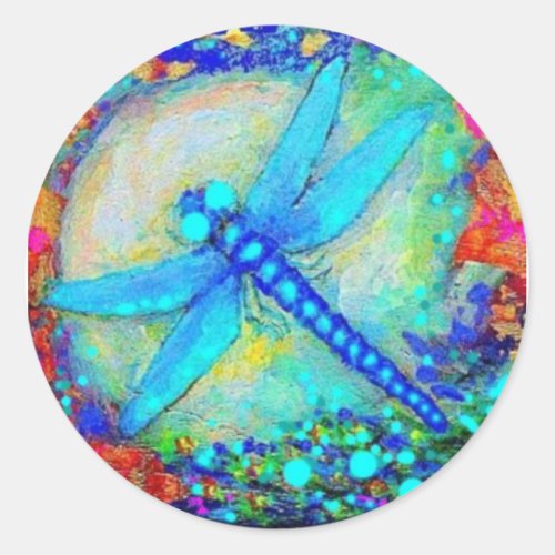 Awesome Blue Dragonfly by Sharles Classic Round Sticker