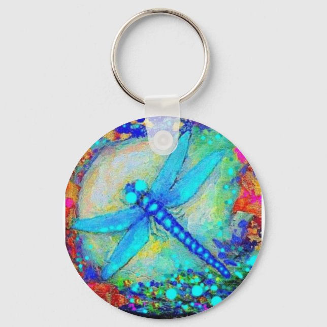 Awesome Blue Dragonfly by Sharles Keychain (Front)