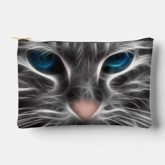 Awesome Blue Eyed Cat Face Accessory Pouch