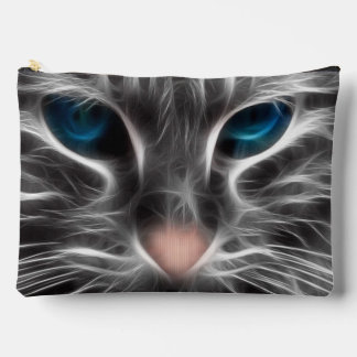 Awesome Blue Eyed Cat Face Accessory Pouch