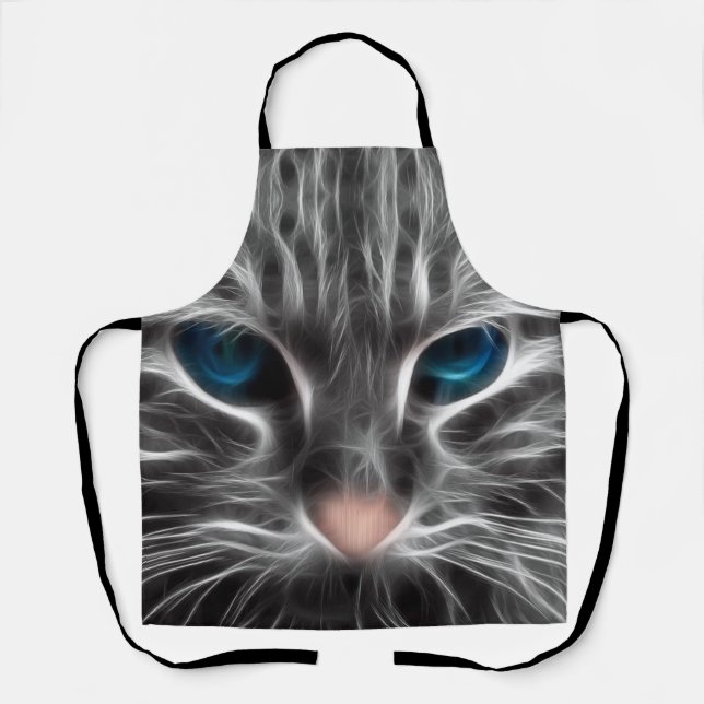 Awesome Blue Eyed Cat Face Apron (Front)