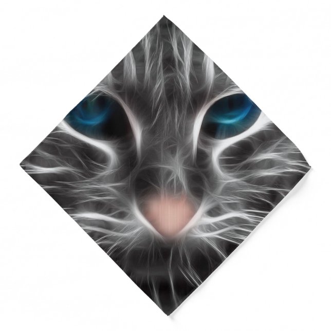 Awesome Blue Eyed Cat Face Bandana (Front)
