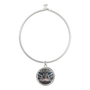 Awesome Blue Eyed Cat Face Bangle Bracelet