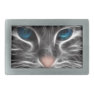 Awesome Blue Eyed Cat Face Belt Buckle