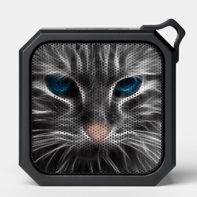 Awesome Blue Eyed Cat Face Bluetooth Speaker (Front)