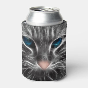 Awesome Blue Eyed Cat Face Can Cooler