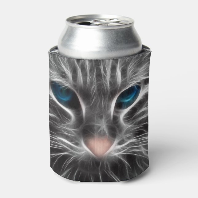Awesome Blue Eyed Cat Face Can Cooler (Can Front)
