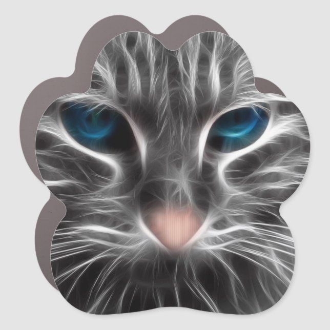 Awesome Blue Eyed Cat Face Car Magnet (Front)