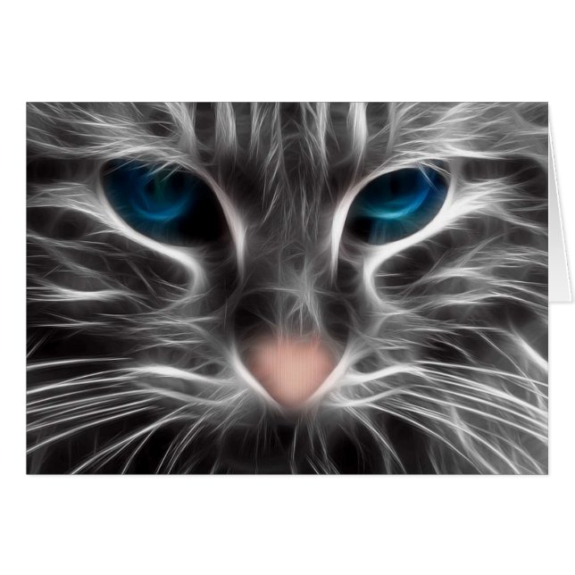 Awesome Blue Eyed Cat Face Cards (Front Horizontal)