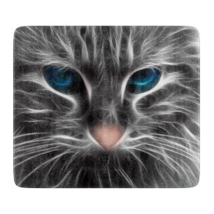 Awesome Blue Eyed Cat Face Cutting Board