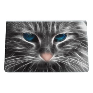 Awesome Blue Eyed Cat Face Desk Business Card Holder