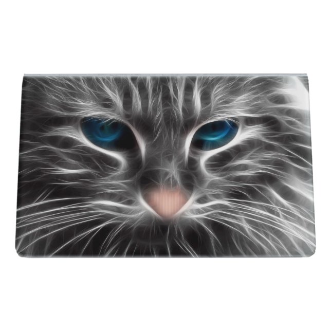 Awesome Blue Eyed Cat Face Desk Business Card Holder (Back)