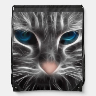 Awesome Blue Eyed Cat Face Drawstring Bag