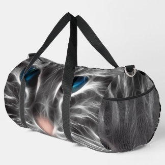 Awesome Blue Eyed Cat Face Duffle Bag