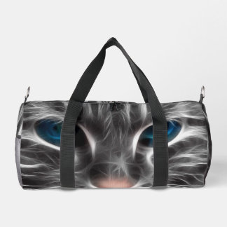 Awesome Blue Eyed Cat Face Duffle Bag