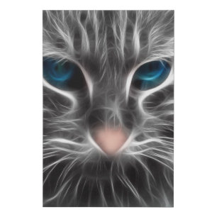 Awesome Blue Eyed Cat Face Faux Canvas Print