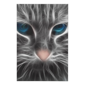 Awesome Blue Eyed Cat Face Faux Canvas Print