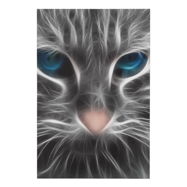 Awesome Blue Eyed Cat Face Faux Canvas Print (Front)
