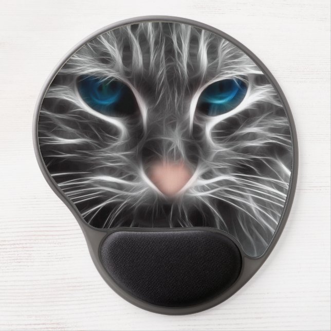 Awesome Blue Eyed Cat Face Gel Mouse Pad (Front)