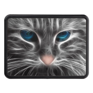 Awesome Blue Eyed Cat Face Hitch Cover
