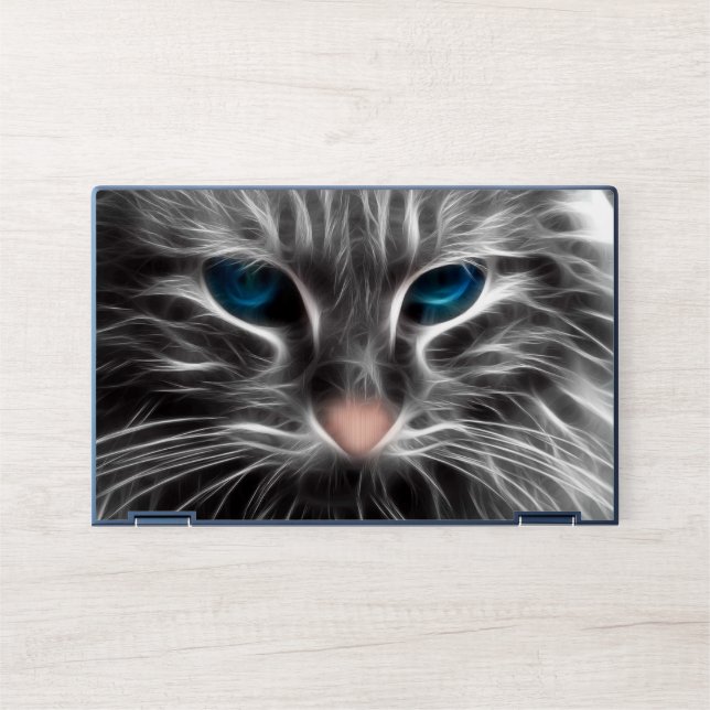 Awesome Blue Eyed Cat Face HP Laptop Skin (Front)