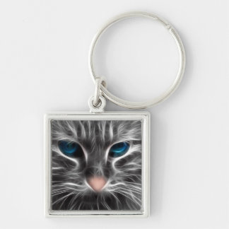 Awesome Blue Eyed Cat Face Keychain