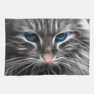 Awesome Blue Eyed Cat Face Kitchen Towel