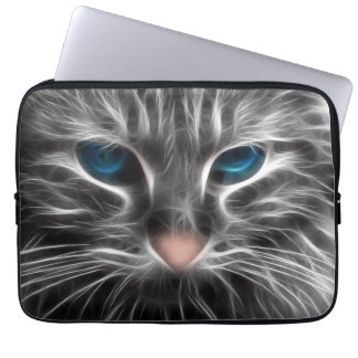 Awesome Blue Eyed Cat Face Laptop Sleeve