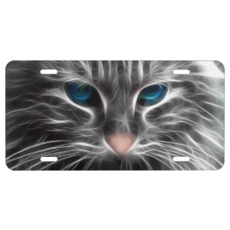 Awesome Blue Eyed Cat Face License Plate