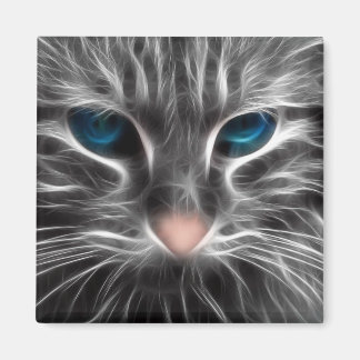 Awesome Blue Eyed Cat Face Magnet