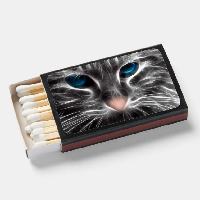 Awesome Blue Eyed Cat Face Matchboxes (Front Open)