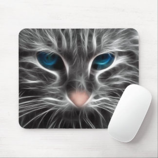 Awesome Blue Eyed Cat Face Mouse Pad