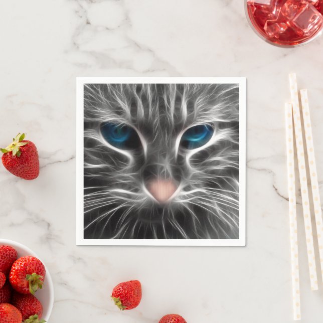 Awesome Blue Eyed Cat Face Napkins (Insitu)