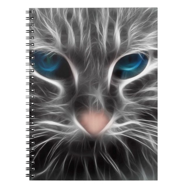 Awesome Blue Eyed Cat Face Notebook (Front)
