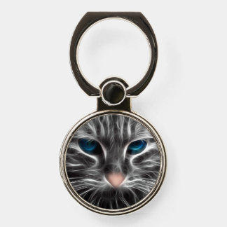 Awesome Blue Eyed Cat Face Phone Ring Stand