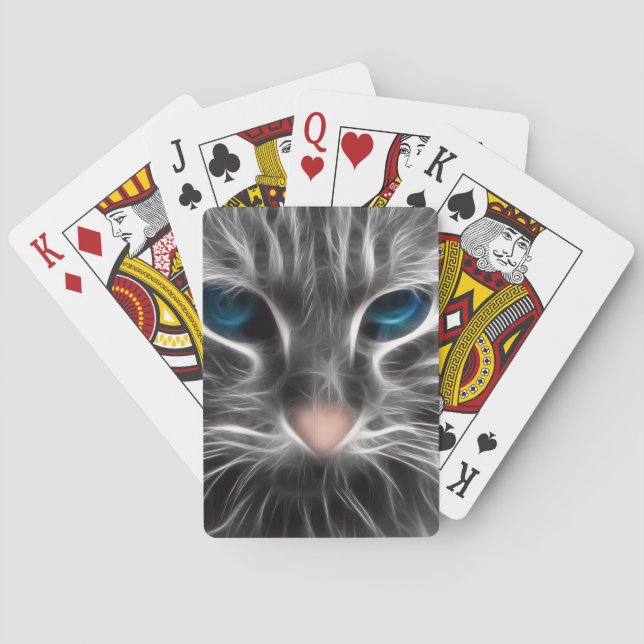 Awesome Blue Eyed Cat Face Poker Cards (Back)