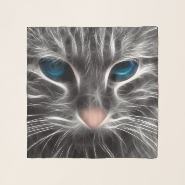 Awesome Blue Eyed Cat Face Scarf (Front)