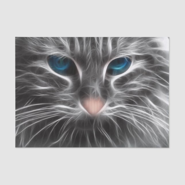 Awesome Blue Eyed Cat Face Tissue Paper (Front)