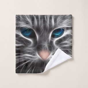 Awesome Blue Eyed Cat Face Wash Cloth