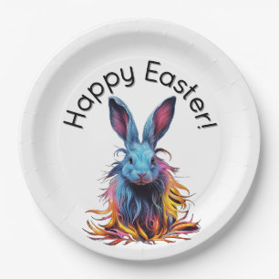 Awesome Blue Rabbit Happy Easter Paper Plates