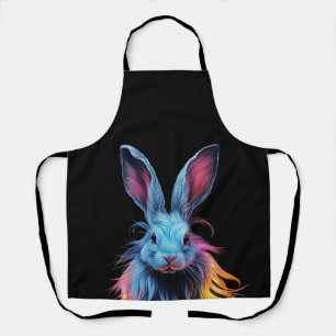 Awesome Blue Rabbit on Fire Apron
