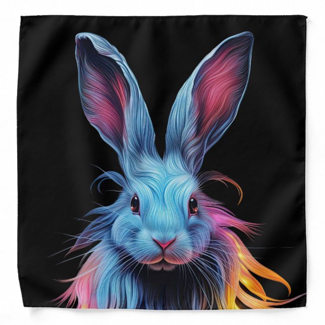Awesome Blue Rabbit on Fire  Bandana (Front)
