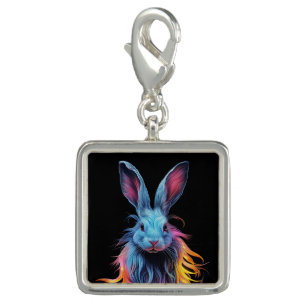 Awesome Blue Rabbit on Fire  Charm