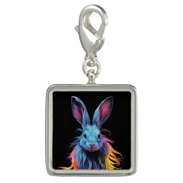 Awesome Blue Rabbit on Fire  Charm (Front)