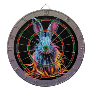 Awesome Blue Rabbit on Fire Dart Board